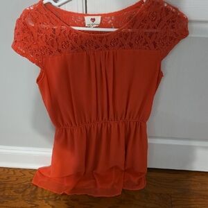 Women's Lace Cap Sleeve orange dress